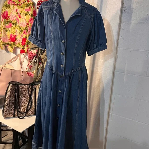 NWT Anthropologie Pilcro Short Sleeve Denim Button-Up Midi Shirt Dress - Picture 5 of 11